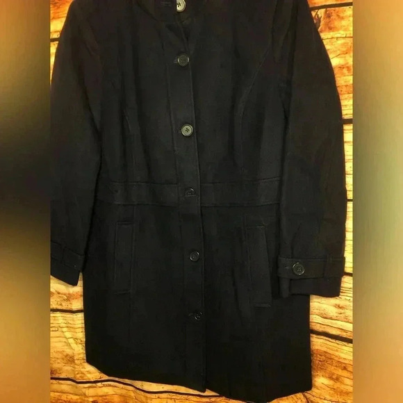 Women’s Navy Blue Faux Wool Jacket - Picture 6 of 12